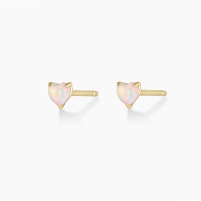Prong Setting Opal Heart Stud Earrings 925 Sterling Silver Dainty 18K Plated Gold