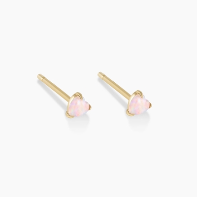Prong Setting Opal Heart Stud Earrings 925 Sterling Silver Dainty 18K Plated Gold