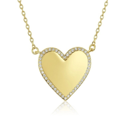 White CZ Heart Necklace 16 "Personal Cinta Heart Necklace