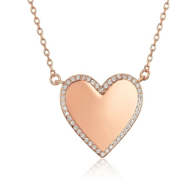White CZ Heart Necklace 16 "Personal Cinta Heart Necklace