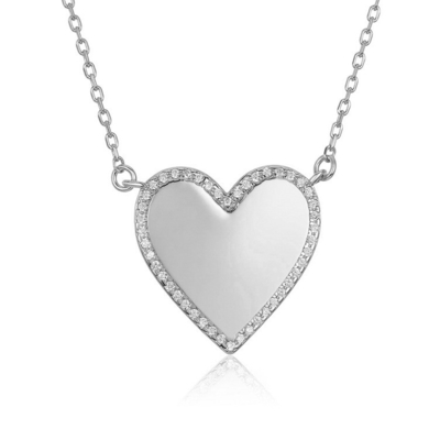 White CZ Heart Necklace 16 "Personal Cinta Heart Necklace