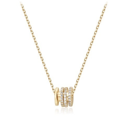 Micron Pave Cubic Zirconia Pendant 18K Gold Circle Kalung Untuk Wanita
