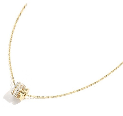 Micron Pave Cubic Zirconia Pendant 18K Gold Circle Kalung Untuk Wanita