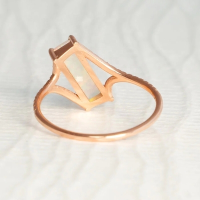 Baguette Cut Opal Snow Track Ring Ukuran 4 Ukuran 10 925 Perak Sterling Ring