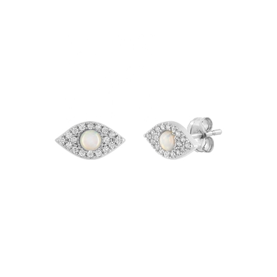 925 Earrings Silver Stud OEM ODM Opal Stud Earrings Plated Gold