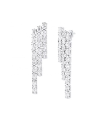 Oval Tenis Putih Kubik Earrings Zircon Untuk Wanita Perhiasan Mewah