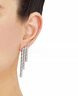 Oval Tenis Putih Kubik Earrings Zircon Untuk Wanita Perhiasan Mewah