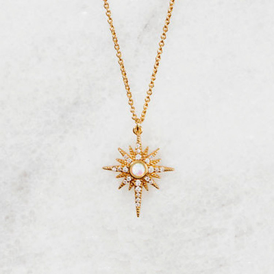Opal Gold Plated Starburst Pendant Kalung 925 Starburst Kalung Perak