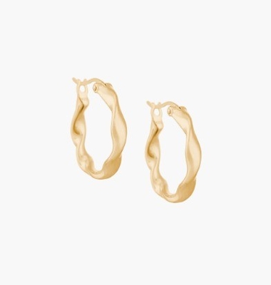 Earrings Fashion Custom tebal 18 emas dilapisi Gelombang Stainless Steel Hoops