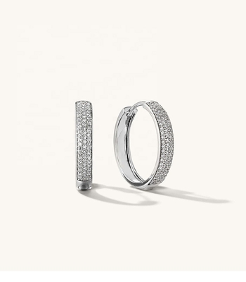 18K Plating Emas Micron Pave Huggies 925 Sterling Perak Wanita Earrings
