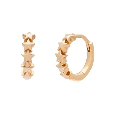925 Sterling Silver Star Huggie Earrings untuk Wanita Perhiasan Mode