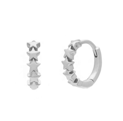 925 Sterling Silver Star Huggie Earrings untuk Wanita Perhiasan Mode