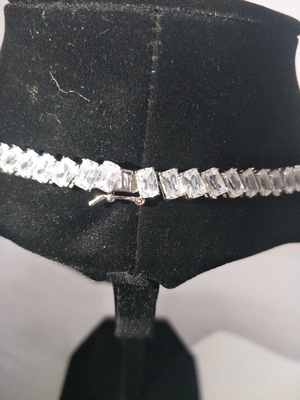 Rhodium Plated Bling Bling Pendant 16in Putih Tenis Kalung