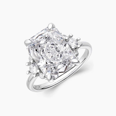 18K emas dilapisi Batu Utama CZ Vintage Pernikahan 925 Sterling Perak Cincin untuk Gadis