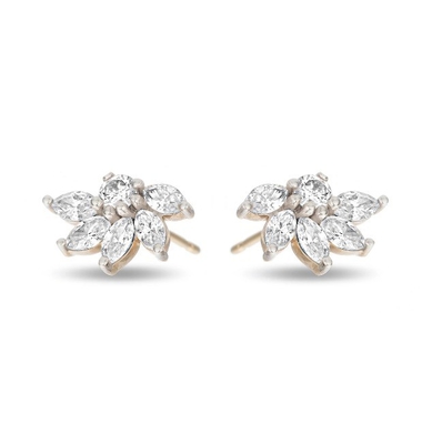 925 Earrings Silver Flower Stud OEM CZ Earrings Gold Plated Stud