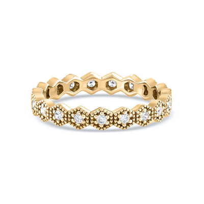 Trendy Eternity Geometric Shape Cubic Zirconia Stackable Ring Band untuk Wanita