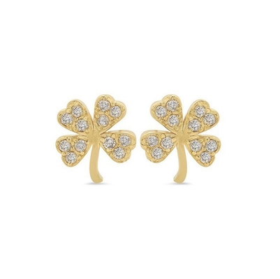 18K emas dilapisi 925 Sterling Silver Clover Stud Earring