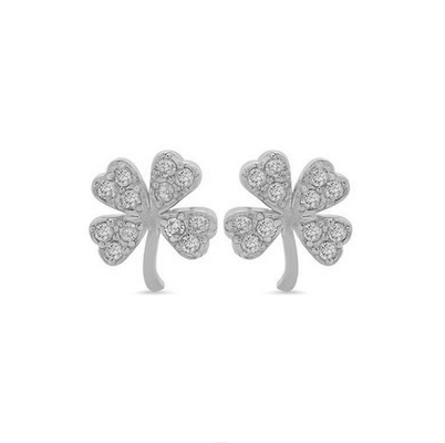18K emas dilapisi 925 Sterling Silver Clover Stud Earring