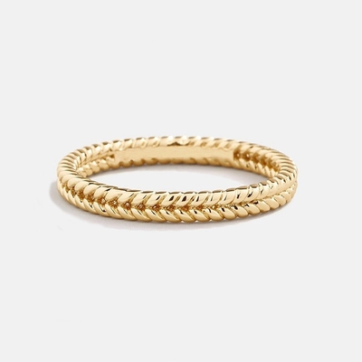 Perhiasan halus 18K emas dilapisi 925 Sterling Silver Wheat Ring untuk Wanita