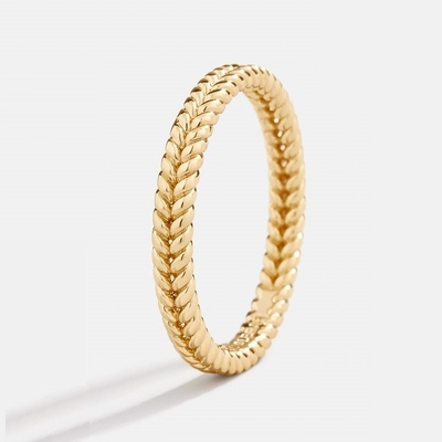 Perhiasan halus 18K emas dilapisi 925 Sterling Silver Wheat Ring untuk Wanita