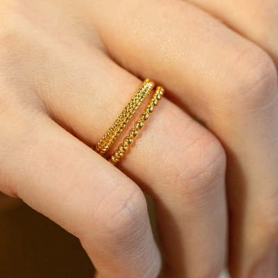 Perhiasan halus 18K emas dilapisi 925 Sterling Silver Wheat Ring untuk Wanita