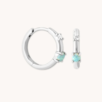 Mystic 18K Plated Gold Opal Hoops 925 Sterling Silver terbaru Huggies Fashion Earrings