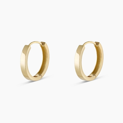 18K Plated Gold Plain Huggies Solid Fashion Earrings Perhiasan untuk Gadis Desain Klasik