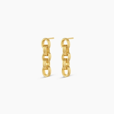 18K Emas Drop Dangle Chain Earrings Rhodium Plated Ketel tebal Earrings