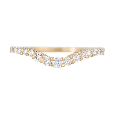 925 Sterling Silver Curved Diamond CZ Perjodohan Ring Stack Wedding Band
