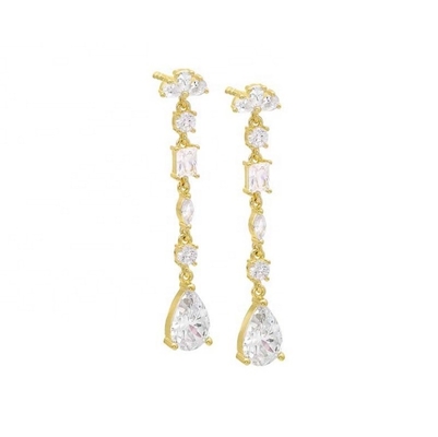 Inspirasi Agama S925 Sterling Perak Permata Earrings Drop di 18K Plating Emas