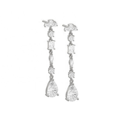 Inspirasi Agama S925 Sterling Perak Permata Earrings Drop di 18K Plating Emas
