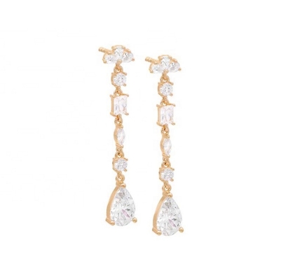Inspirasi Agama S925 Sterling Perak Permata Earrings Drop di 18K Plating Emas