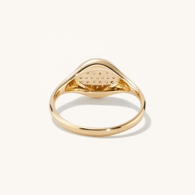 OEM ODM Pria 14K Gold Signet Ring Wanita Zircon Gold Ring Disesuaikan
