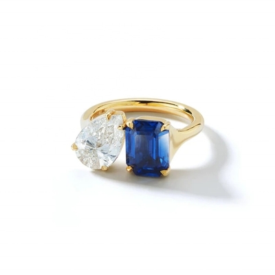 Custom Wanita Gadis Perhiasan Adjustable Open Ring dengan Batu Besar di 925 Sterling Perak