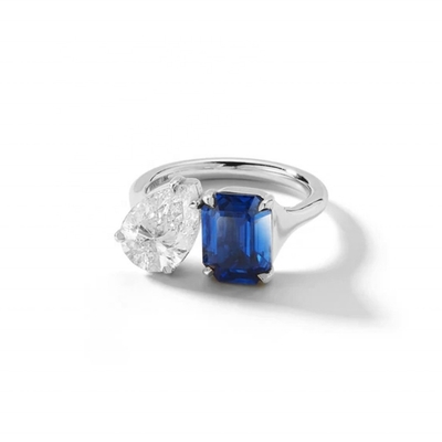 Custom Wanita Gadis Perhiasan Adjustable Open Ring dengan Batu Besar di 925 Sterling Perak