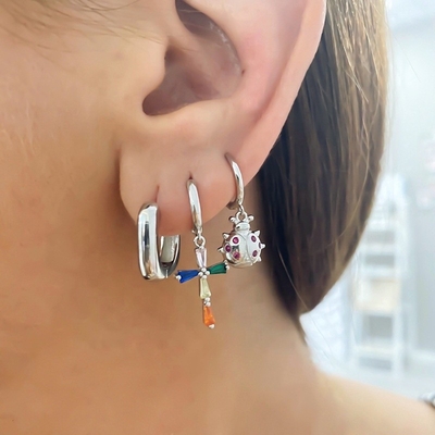 EARINGS 18K Gold Plated Hoop Huggie Sterling Perak 925 Perhiasan untuk Wanita Gadis