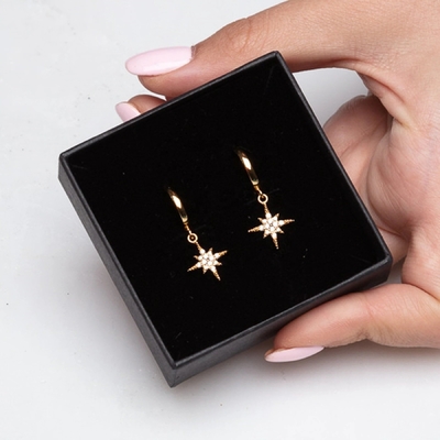 Starburst Earrings Gold Plated Hoop 925 Earrings Gold Plated Hoop Kecil