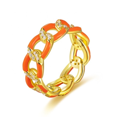 925 Sterling Perak Twist Ring emas Lapisan Enamel Wanita'S engagement bands