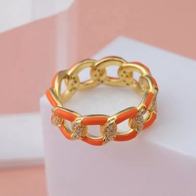 925 Sterling Perak Twist Ring emas Lapisan Enamel Wanita'S engagement bands
