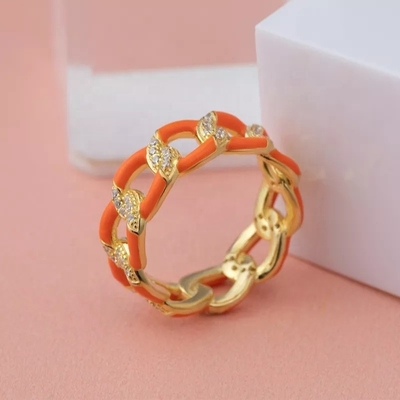 925 Sterling Perak Twist Ring emas Lapisan Enamel Wanita'S engagement bands