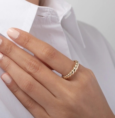 Berkualitas Baroque 14K Emas Gradient Twist 925 Sterling Perak Wanita Cincin Cornish Free Perhiasan