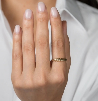 Berkualitas Baroque 14K Emas Gradient Twist 925 Sterling Perak Wanita Cincin Cornish Free Perhiasan