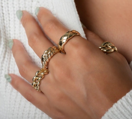 Berkualitas Baroque 14K Emas Gradient Twist 925 Sterling Perak Wanita Cincin Cornish Free Perhiasan