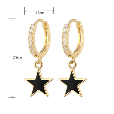 Earrings Enamel Bintang Hoop Berwarna-warni Earrings Perak 925 Sterling Asli