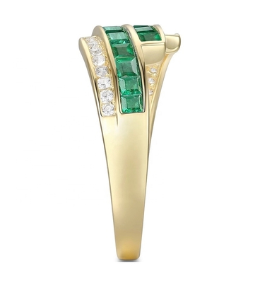 Prong Setting Emerald Ruby Wanita Diamond Pernyataan Cincin Ukuran 6- Ukuran 10