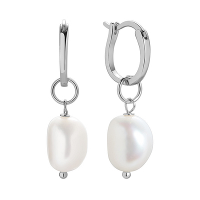 925 Sterling Perak 18K Plating Emas Perahu Tawar Mutiara Hoop Earrings untuk Wanita Gaya Trendi
