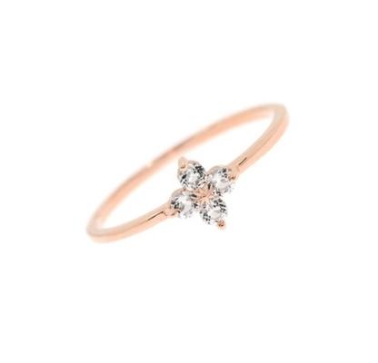 Elegantly 18K emas Vermeil Empat Topaz Batu permata Bunga 925 Sterling Perak cincin