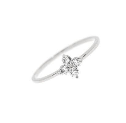 Elegantly 18K emas Vermeil Empat Topaz Batu permata Bunga 925 Sterling Perak cincin