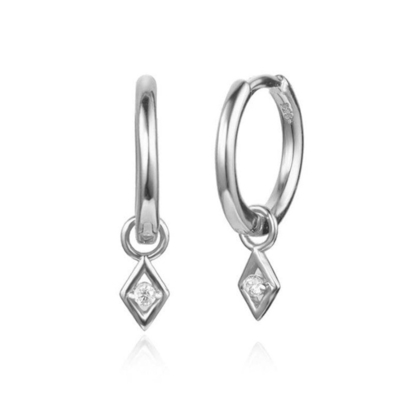 Opsi Batu Warna Trendy 18k Emas Asli Plated Hoop Dangle Earring di 925 Sterling Perak