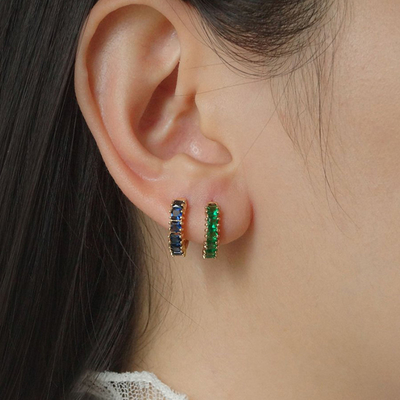 925 Perak Sterling Putri Hijau CZ Earrings Berlian untuk Wanita Contemporary Look